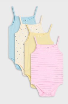 Бавовняні боді на бретелях 4 шт - кремовий