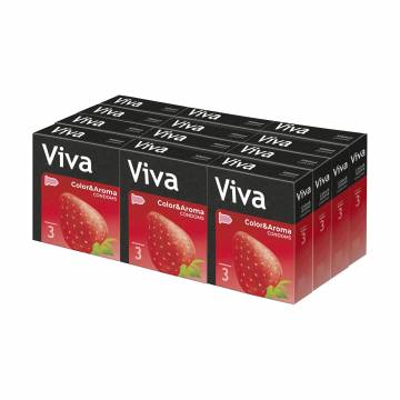 Презервативы латексные Viva Цветные, ароматизированные, 12*3 шт Презервативы латексные Viva Цветные, ароматизированные, 12*3 шт