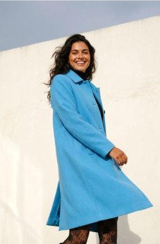 Класичне пальто з коміром - синій