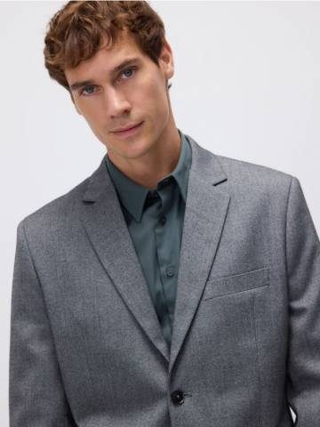 Reserved - Піджак slim fit з віскозою - чорний - YV848-99M Reserved - Піджак slim fit з віскозою - чорний - YV848-99M