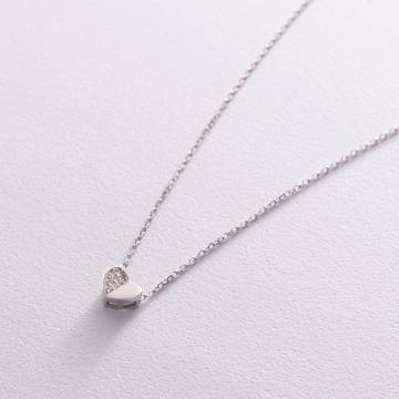 Серебряное колье "Сердечко" с фианитами 181171 Серебряное колье "Сердечко" с фианитами 181171