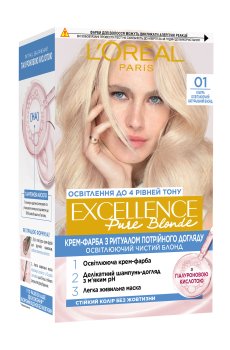 Крем-краска для волос LOreal Paris Excellence Creme с тройным уходом, 01 Ультра-осветляющий натуральный блонд, 192 мл