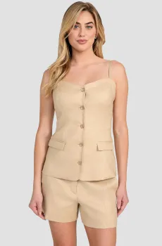 Женский бежевый льняной топ Бежевый S Guess W5GH0L.WH5L2;G1L7