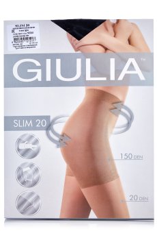 Колготки женские Giulia Slim классические, с подтягивающими шортиками, 20 DEN, Nero, размер 2