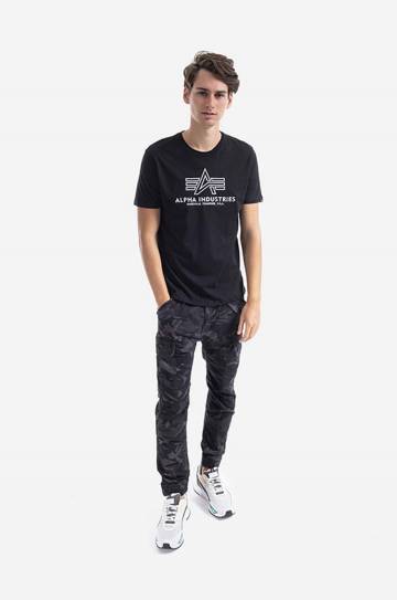 Хлопковая футболка Alpha Industries цвет чёрный с аппликацией 118505.95-black Хлопковая футболка Alpha Industries цвет чёрный с аппликацией 118505.95-black