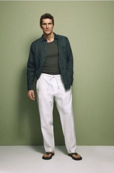 Reserved - Лляна сорочка regular fit - оливковий - 011IS-91X