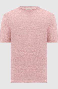 Розовая футболка из льна и шелка