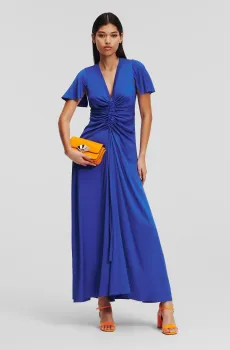 Женское синее платье ROUCHED MAXI DRESS Синий 40 Karl Lagerfeld 241W1312