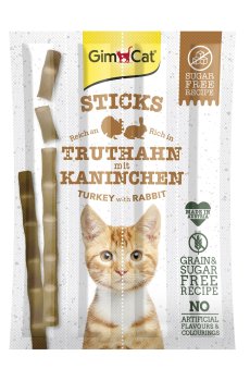 Лакомство для кошек GimCat Sticks с индейкой и кроликом, 4 шт