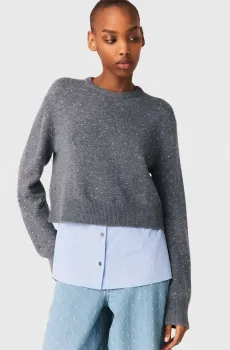 Женский серый шерстяной джемпер Серый 38 MAJE MFPPU00985_Grey