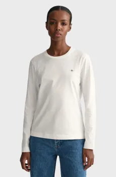Женский белый лонгслив REG SHIELD LS T-SHIRT Белый L Gant 4200748