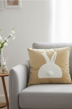 Великодня наволочка з мотивом зайця - бежевий