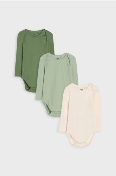 Боді з трикотажу в рубчик 3 pack - кремовий