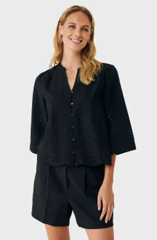 Женская черная блуза Modern embroidery blouse Черный 34 Mexx MF006103651W
