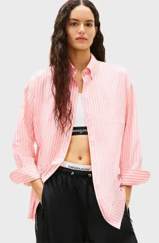 Женская розовая рубашка в полоску OVS POPLIN Розовый XS Tommy Jeans DW0DW22218