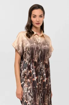 Женское шелковое платье с узором Разноцветный 46 MARC&ANDRE S25-05SS107