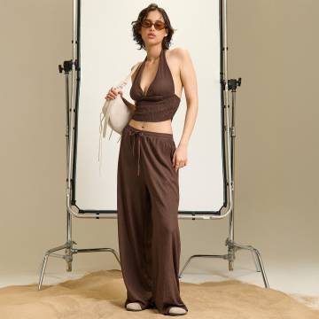 Cropp - Топ в смужку - коричневий