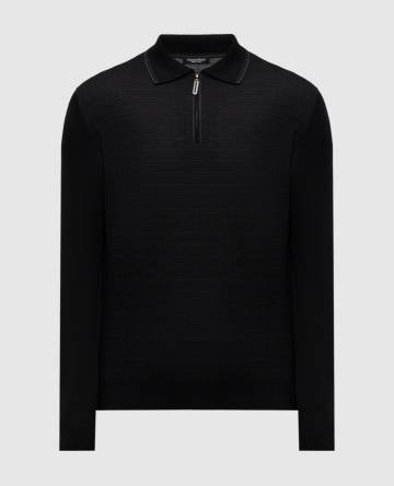 Черное поло с кашемиром и шелком с логотипом