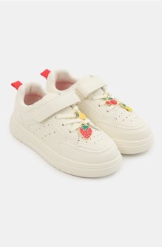 Кеди на липучці з фруктовими підвісками - кремовий