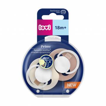 Пустышка LOVI Prime силиконовая, динамичная, Ivory Glow/Blush Glow, от 1.5 года, 2 шт (34/438)