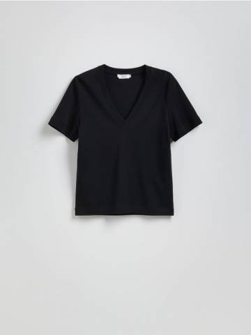 Reserved - Футболка з V-подібним вирізом - чорний - ZS438-99X Reserved - Футболка з V-подібним вирізом - чорний - ZS438-99X