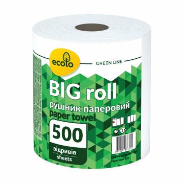 Бумажные полотенца Ruta Ecolo Big Roll белые, 2-слойные, 500 отрывов, 1 рулон Бумажные полотенца Ruta Ecolo Big Roll белые, 2-слойные, 500 отрывов, 1 рулон