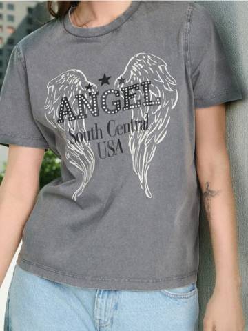 Футболка з вареним ефектом - темно-сірий Футболка з вареним ефектом - темно-сірий