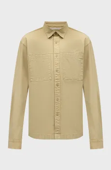 Мужская бежевая джинсовая рубашка WASHED UTILITY SHIRT Бежевый M Calvin Klein Jeans J30J325607
