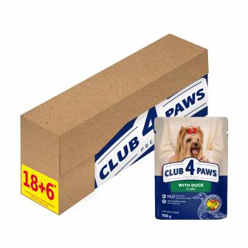Влажный корм для взрослых собак Club 4 Paws Premium Утка в желе, 18+6*100 г