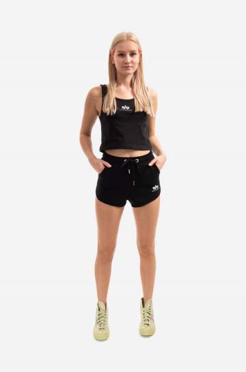 Шорты Alpha Industries Basic женские цвет чёрный с принтом средняя посадка 116054.03-black Шорты Alpha Industries Basic женские цвет чёрный с принтом средняя посадка 116054.03-black