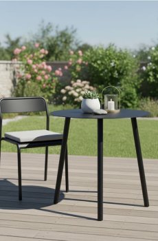 Круглий металевий столик - чорний