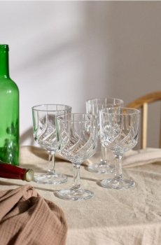 Келихи на ніжці з тисненим візерунком 4 pack - clear