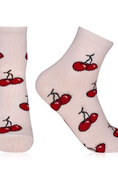 Женские носки AmiGA вишня, молочные, размер 23-25