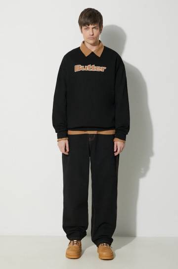 Кофта Butter Goods Felt Logo Applique Crewneck мужская цвет чёрный с аппликацией BGQ423D20904 Кофта Butter Goods Felt Logo Applique Crewneck мужская цвет чёрный с аппликацией BGQ423D20904