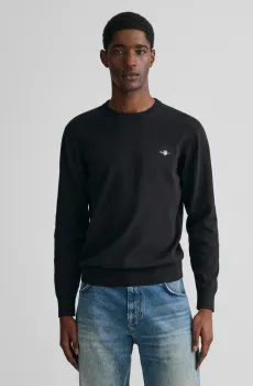 Мужской черный джемпер CLASSIC COTTON C-NECK Черный S Gant 8030561