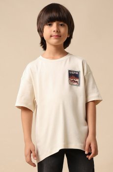 Uspa Kids Boys Graphic Brand Printed Boxy Fit Cotton T-shirt
