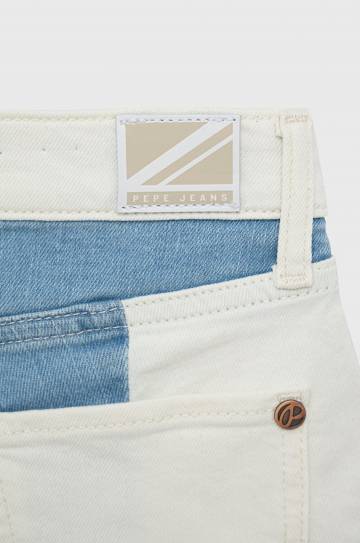 Детские джинсовые шорты Pepe Jeans цвет белый с узором Детские джинсовые шорты Pepe Jeans цвет белый с узором