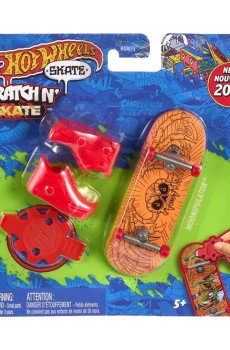 Игровой набор Hot Wheels Скейт и обувь для пальчиков Крутое преображение, оранжевый, от 5 лет (HXM73)
