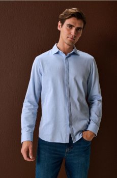 Бавовняна сорочка з коміром - блакитний