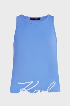 Женская голубая майка SIGNATURE HEM TANK TOP Голубой M Karl Lagerfeld A2W17066