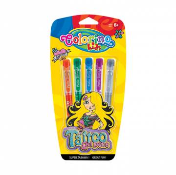 Набор гелевых ручек Colorino Kids Tattoo, 5 шт Набор гелевых ручек Colorino Kids Tattoo, 5 шт