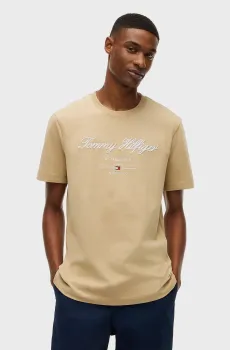 Мужская бежевая футболка SCRIPT LOGO Бежевый L Tommy Hilfiger MW0MW33691