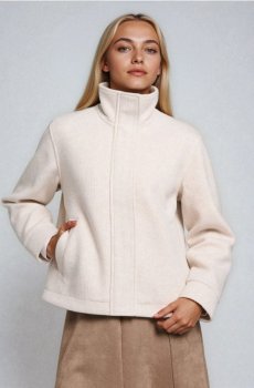 В’язана куртка зі стійкою - нюдовий