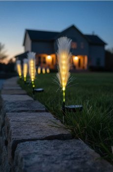 Сонячна LED лампа у вигляді трави пампасу - білий