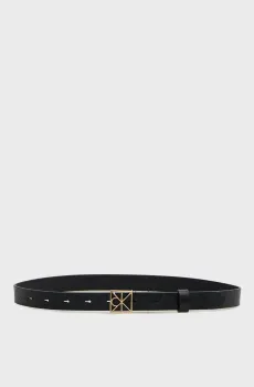 Женский черный кожаный ремень с узором EMBLEM BUCKLE Черный 75 Calvin Klein LV04F7063G