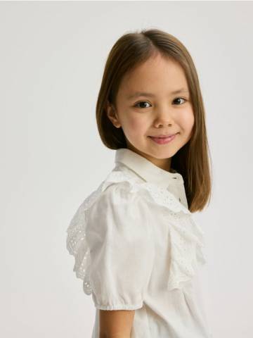 Reserved - GIRLS` SHIRT - білий - 433DA-00X Reserved - GIRLS` SHIRT - білий - 433DA-00X