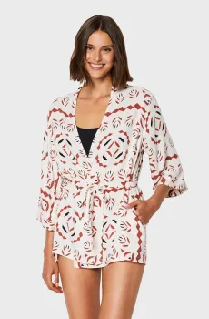 Женский белый пеньюар с узором SURIE Белый M Etam 6547989