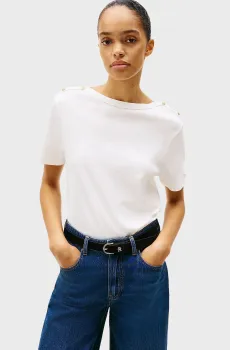 Женская белая футболка REG STRIPE GOLD Белый XS Tommy Hilfiger WW0WW42907