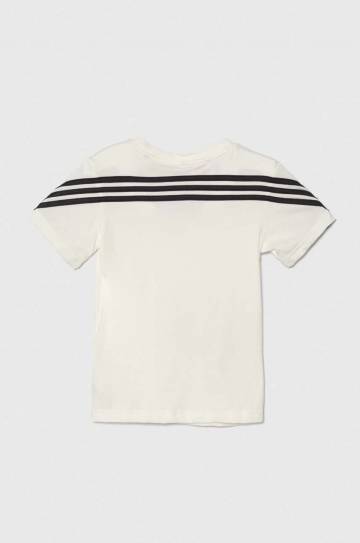 Детская хлопковая футболка adidas I DY MM T цвет бежевый с принтом IW0661 Детская хлопковая футболка adidas I DY MM T цвет бежевый с принтом IW0661