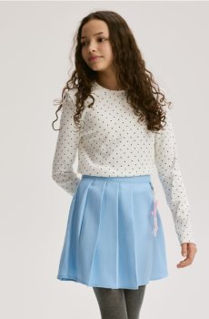 Reserved - Плісирована спідниця з кулоном - блідо-блакитний - 508IB-05X